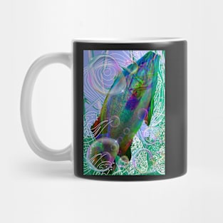 Underwater fish swimming with colorful bubbles. Mug